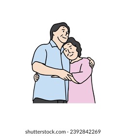 A middle-aged couple with good marital skills. Illustration of parents that are great to use during Family Month.
Hand drawn style vector design line illustrations.