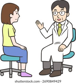 Middle-Aged Doctor Explaining Illness Symptoms and Informed Consent to Female