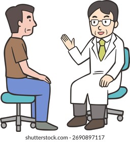 Middle-Aged Doctor Explaining Illness Symptoms and Informed Consent to Middle-Aged Male Patient