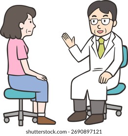 Middle-Aged Doctor Explaining Illness Symptoms and Informed Consent to Middle-Aged Female Patient