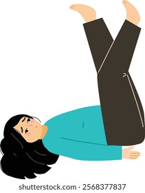 A middle-aged girl is exercising