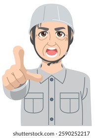 A middle-aged male worker pointing and checking