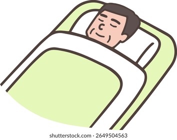 Hombre de mediana edad en sueño profundo en la ilustración de futón