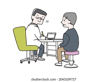 Middle-aged man listening to a doctor