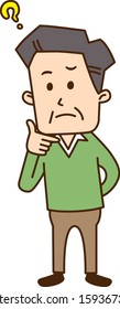 
A middle-aged man standing in doubt