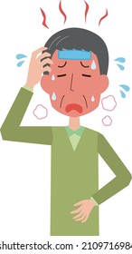 Middle-aged man suffering from high fever