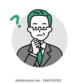 Hombre de mediana edad en un icono de traje (pensamiento)