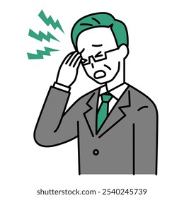 Middle-aged man in a suit suffering from a headache