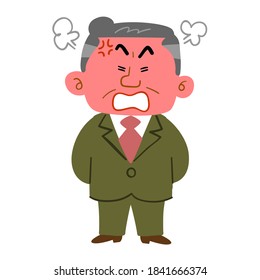 Middle-aged man in a suit that flushes his face and gets angry _ whole body