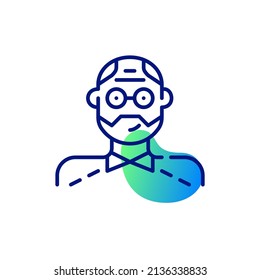 Hombre de mediana edad con gafas. Icono de trazo de píxeles perfecto, modificable