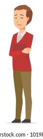A middle-aged man wearing a sweater is depressed