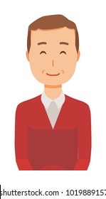 A middle-aged man wearing a sweater is smiling