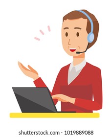 A middle-aged man wearing a sweater is talking on income