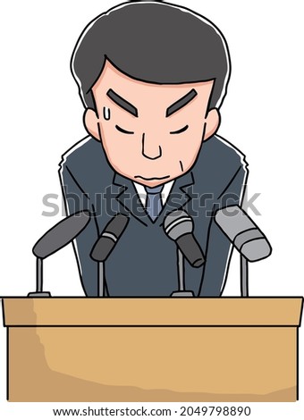 A middle-aged man who interviews and apologizes