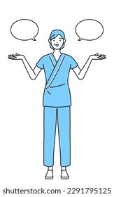 Middle-aged and senior female admitted patient in hospital gown with wipeout and comparison, Vector Illustration