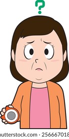 Middle-aged woman having doubts about pachinko