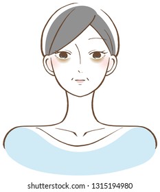 A middle-aged woman in the shadows under the eyes of the troubled