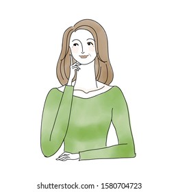 Middle-aged woman smiling imagining something
