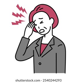 Middle-aged woman in a suit suffering from a headache