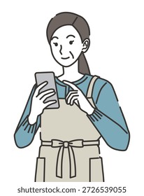 Mujer de mediana edad que usa el teléfono inteligente casualmente