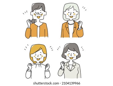 Middle-aged Woman's Office Casual Upper Body Icon Happy Appearance Hand-painted Person Vector Illustration