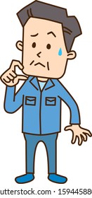 Middle-aged worker who is puzzled, troubled, impatient