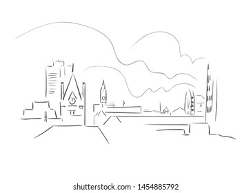 Middlesbrough United Kingdom Europe vector sketch city illustration line art