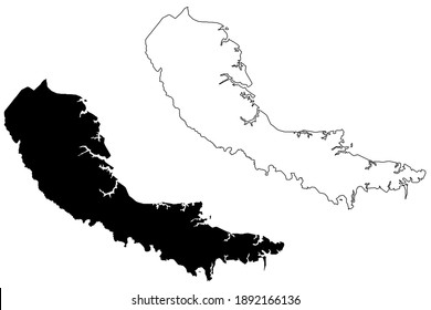 Middlesex County, Commonwealth of Virginia (U.S. county, United States of America, USA, U.S., US) map vector illustration, scribble sketch Middlesex map