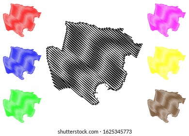 Middlesex County (Counties of Jamaica) map vector illustration, scribble sketch Middlesex map