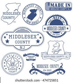Middlesex county, New Jersey. Set of generic stamps and signs.