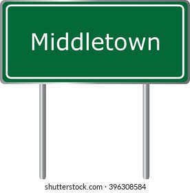 Middletown , Delaware , road sign green vector illustration, road table, USA city