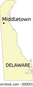 Middletown town location on Delaware state map