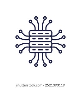 middleware line icon with server