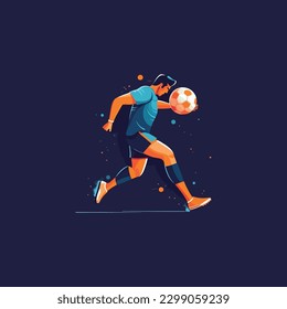 midfielder shooting ball illustration. modern flat color 