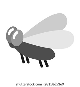 Midge. Hand drawn vector flat. Fly. Animal. Flying insect. Bug, hexapod. Wings, legs. Pest. Color illustration.