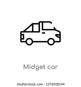 midget car vector line icon. Simple element illustration. midget car outline icon from transport concept. Can be used for web and mobile