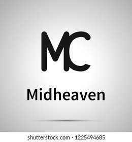 Midheaven astronomical sign, simple black icon with shadow