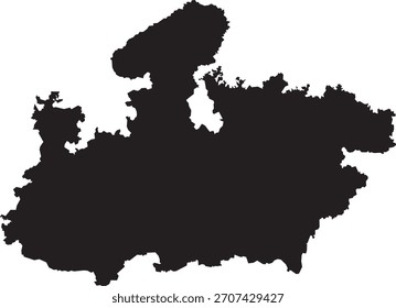 Midhya Pradesh Map Silhouette Isolated State of India