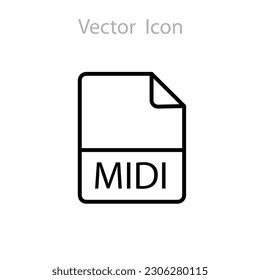 MIDI audio file extension icon. illustration on white background..eps