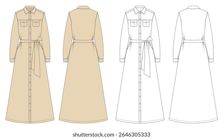 Midi Dress Bohemian Dress Illustration design