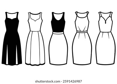 Midi Dress Line Art Perfect for Creative Projects