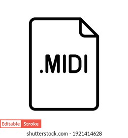 MIDI file format line icon. Linear style sign for mobile concept and web design. Simple outline symbol. Vector illustration isolated on white background. Editable stroke EPS 10.