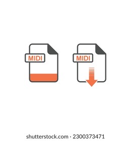 MIDI Format Download Icon - Format Extension File Icon Vector Illustration For Web and Graphics Design.