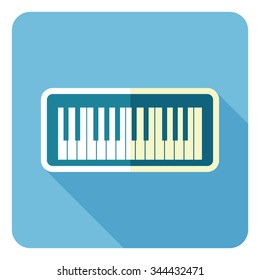 Midi keyboard icon. Flat design. Vector illustration.