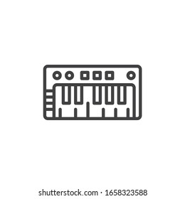 Midi keyboard line icon. Digital piano keys linear style sign for mobile concept and web design. Synthesizer outline vector icon. Symbol, logo illustration. Vector graphics