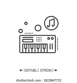 MIDI keyboard line icon. Digital audio workstation. Piano-style electronic musical keyboard. Classical, ethnic and modern music. Isolated vector illustrations. Editable stroke