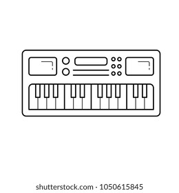 Icono de línea vectorial de teclado midi aislado en fondo blanco. Icono de línea de teclado Midi para infografía, sitio web o aplicación. Icono diseñado en un sistema de cuadrícula.