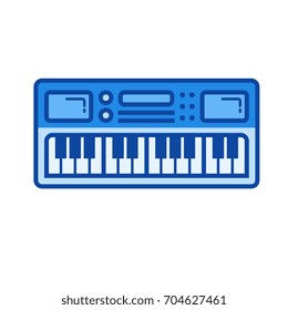 Midi keyboard vector line icon isolated on white background. Midi keyboard line icon for infographic, website or app. Blue icon designed on a grid system.