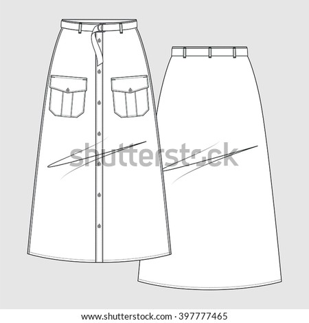 Midi Length Aline Skirt Fashion Illustration Stock Vector (Royalty Free ...