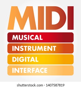 MIDI - Musical Instrument Digital Interface acronym, concept background